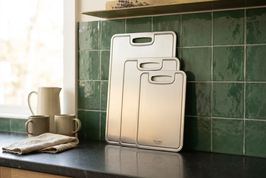 three different size of Taima Titanium Cutting Board
